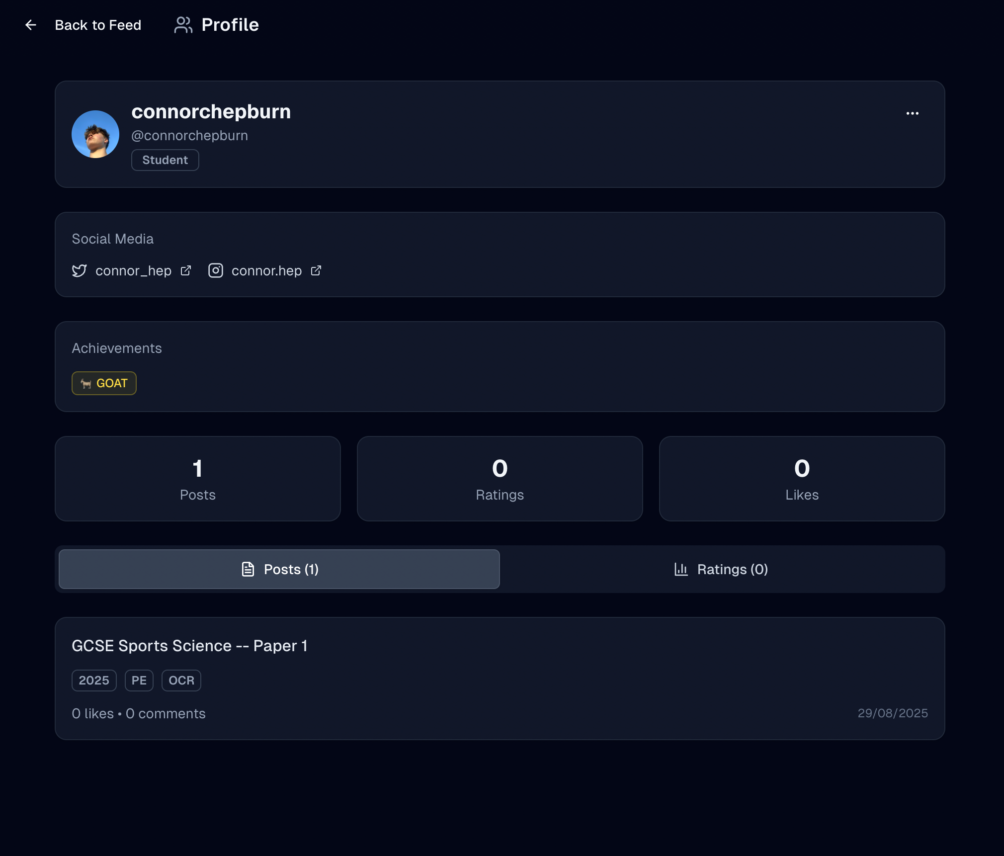 RateMyExams exam upload interface